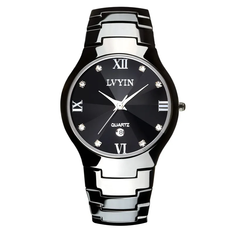 luxury womens watches ceramic black white female clocks lvyin brand woman watches waterproof quartz diamond ladies wristwatch - Цвет: men