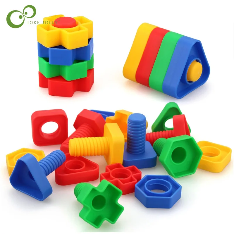 

10 sets Screw building blocks plastic insert blocks nut shape toys for children Educational Toys scale models GYH