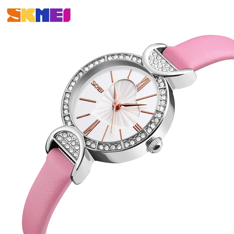 SKMEI Lady Wrist 9146 Watch Small Dial Fashion Casual Leather Quartz Wristwatches Women Watches Heart Ladies Clock Montre Femme