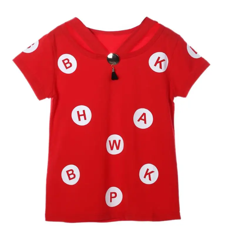 Детская футболка с короткими рукавами и буквенным принтом для девочек; топы; одежда