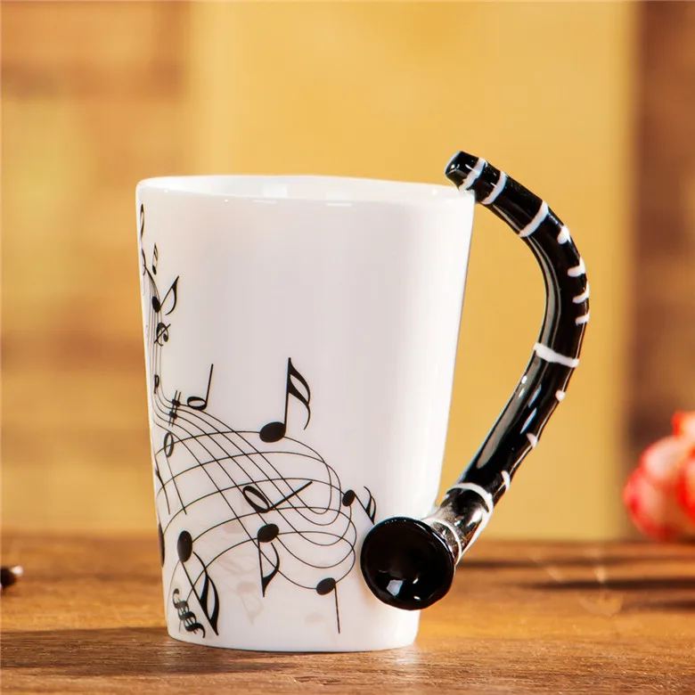 400ml Music Mug Creative Violin Style Guitar Ceramic Mug Coffee Tea Milk Stave Cups with Handle Coffee Mugs Novelty Gifts
