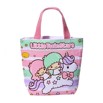 

Cute Little Twin Stars Canvas Lunch Bag for Girls Women Mini Small Tote Lunch Box Bags Handbag Kawaii Cartoon Picnic Food Bag