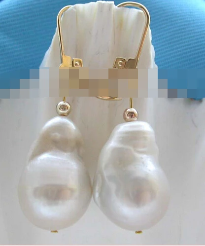 

xiuli 00393 Genuine Natural White Reborn Keshi Pearl Earrings 14KGP