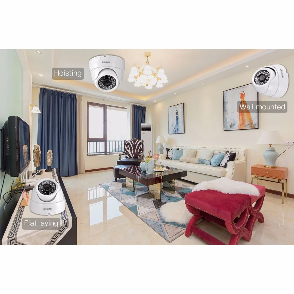 AZISHN 2MP 25FPS in Tempo Reale di Sicurezza Audio IP Camera 1080P ONVIF CCTV Della Cupola Interna