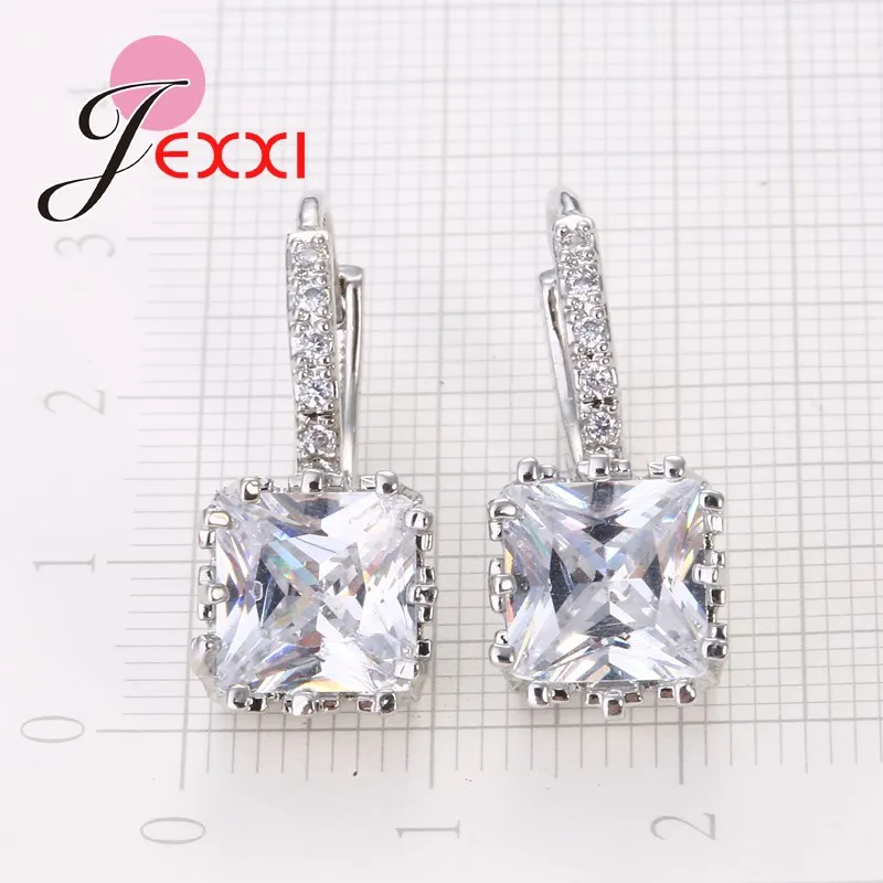 Real Silver Huggie Lever Back Earrings Luxury Shiny 2 Carat CZ Crystal Cubic Zircon Hot Sale Women Jewelry