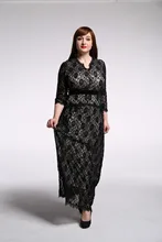 2016 Promotion Solid Plus Size Office Dress Europe And The New Foreign Trade Dress Seven Minutes V Collar Lace Fat Mm Big Yards