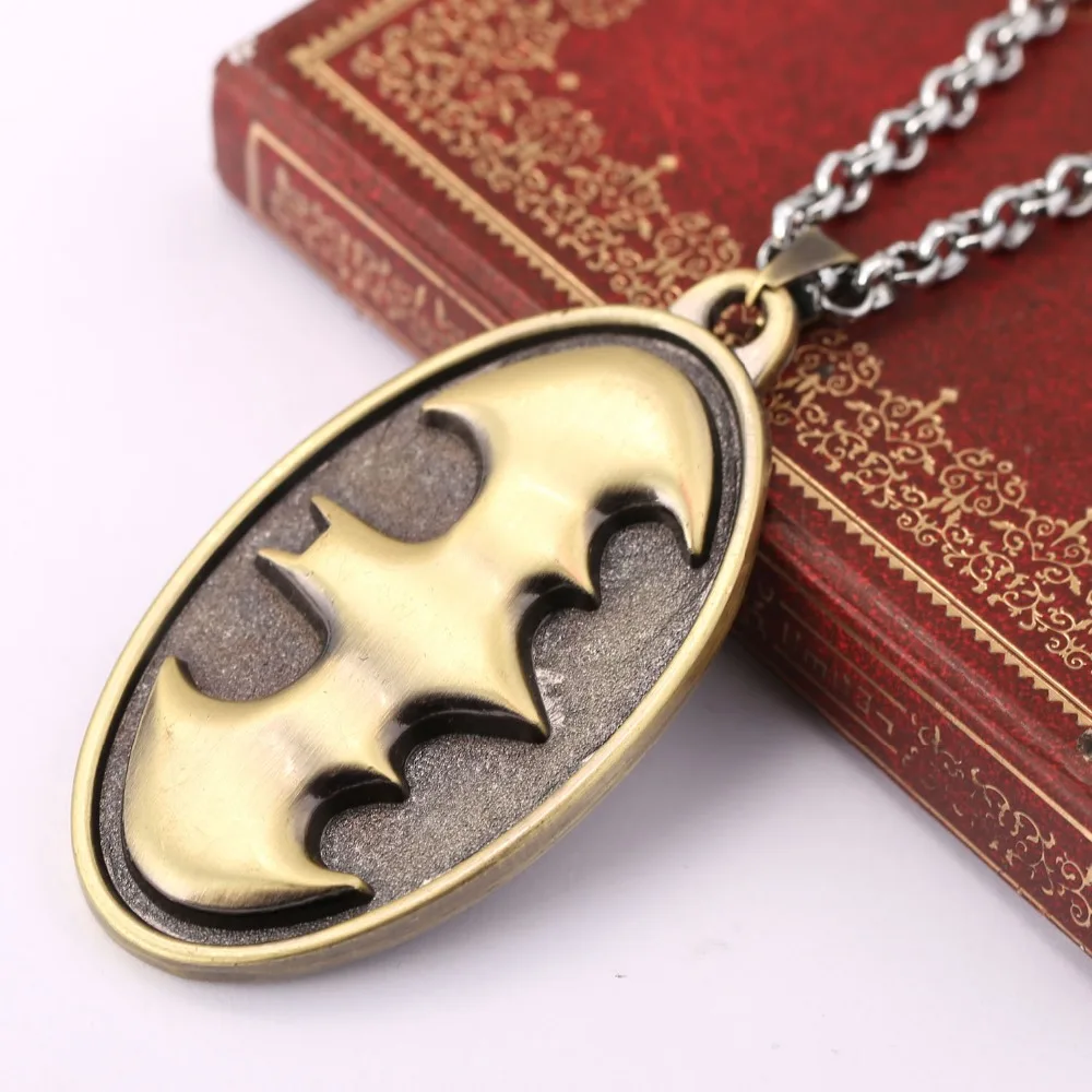 Moda Hombre Mujer Colgante Plata Acero Inoxidable Collar De Cuero Batman Bat