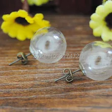 Новинка! 50 компл./лот 16*4 мм стеклянный шарообразный стеклянный глобус& серьги шпильки фурнитура DIY стеклянный флакон кулон