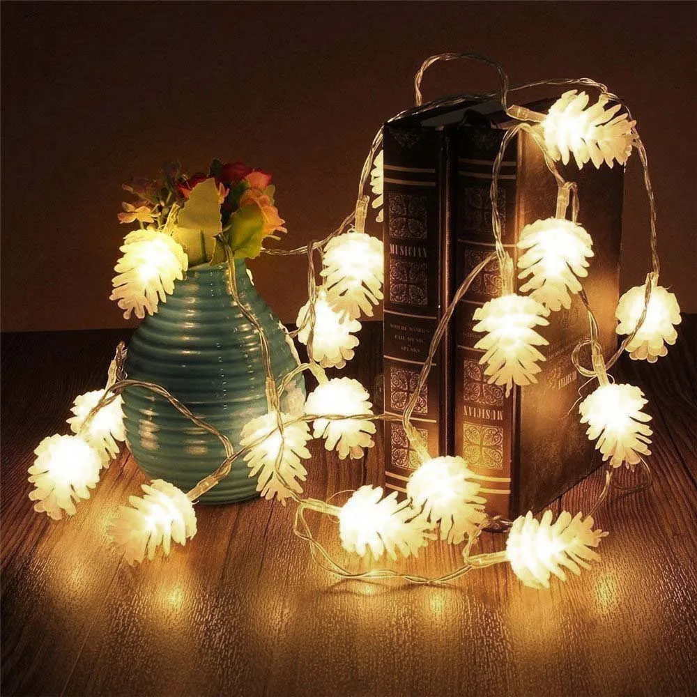 

10/20 Bulbs Pine Cone Christmas LED String Fairy Light Xmas Tree Wedding Holiday Garden Home String Lamp Decoration Lighting