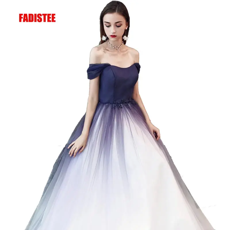 

FADISTEE New arrival evening elegant prom dresses Vestido de Festa gown Robe De Soiree gradual change color tulle navy dresses