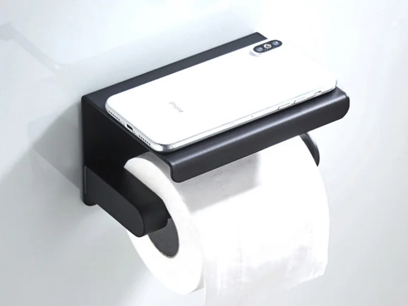 main paper holder with shelf black 1