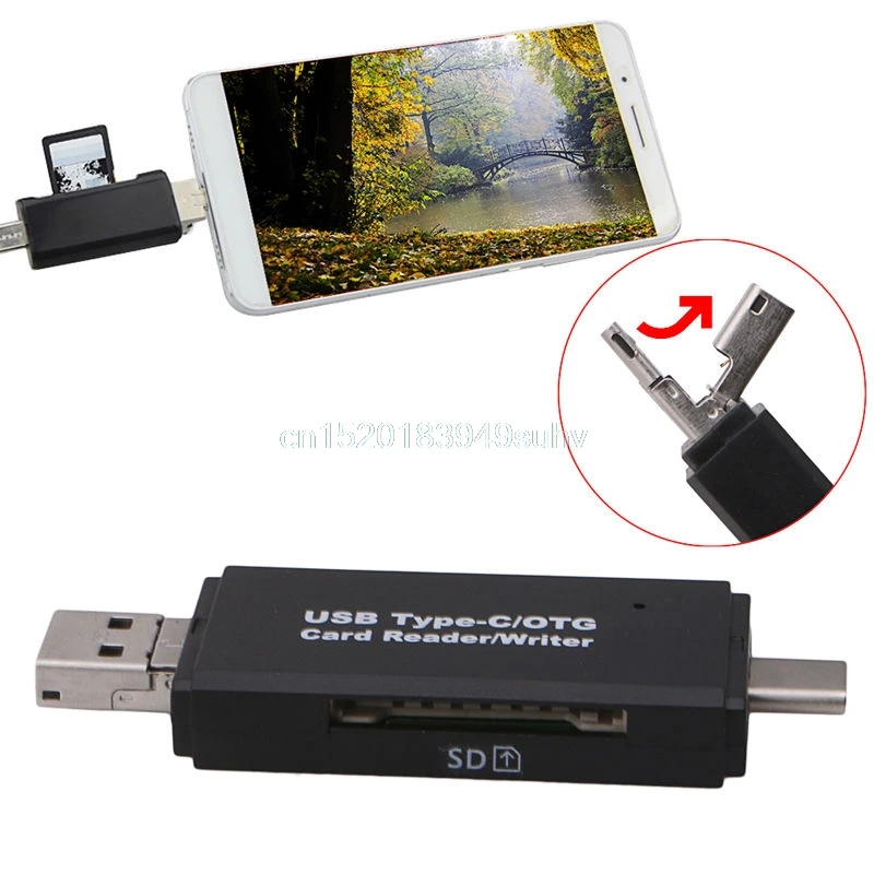 OOTDTY Multi Функция Card Reader USB-C Тип C/USB/Micro USB/OTG TF SD для Macbook/PC/телефон 3 в 1 Фирменная Новинка # Новый горячий