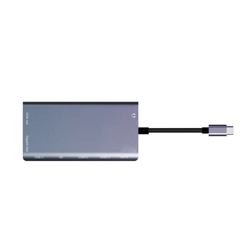 Maikou 8 в 1 type-C концентратор type-c к HDMI+ VGA+ 2 порта USB3.0+ sd-карта+ гигабитный Ethernet порт+ док-станция PD