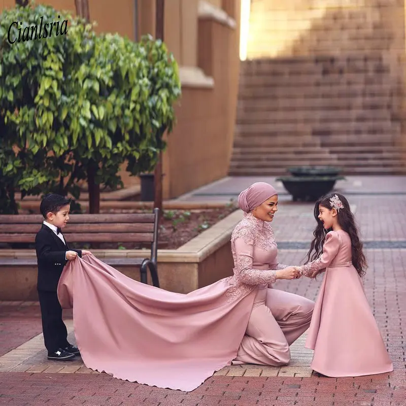 High Neck Arabic Muslim Jumpsuit Evening Dress Long Sleeve Appliques Kaftan Formal Evening Party Dresses Vestidos De Festa High Neck Arabic Muslim Jumpsuit Evening Dress Long Sleeve Appliques Kaftan Formal Evening Party Dresses Vestidos De Festa