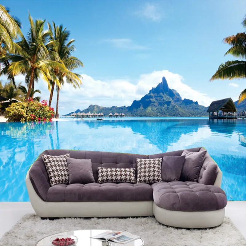 3D Mediterranean Nature Landscape Living Room Sofa Background Wallpaper Painting