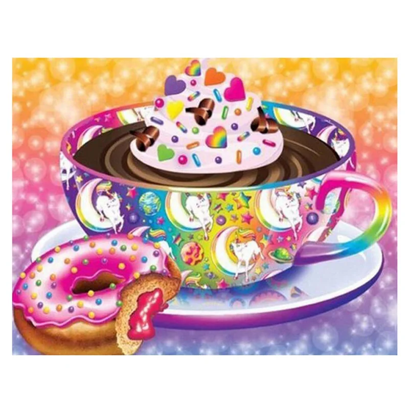 

Coffee cake Doughnut Diamond Embroidery food Picture Of Rhinestones Home Decor 5D Diy Diamond Painting Cross Stitch ZP-1178