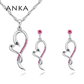 

ANKA drop heart crystal earrings necklace set simple romantic for women fashion jewelry sets wedding Christmas gift #128981