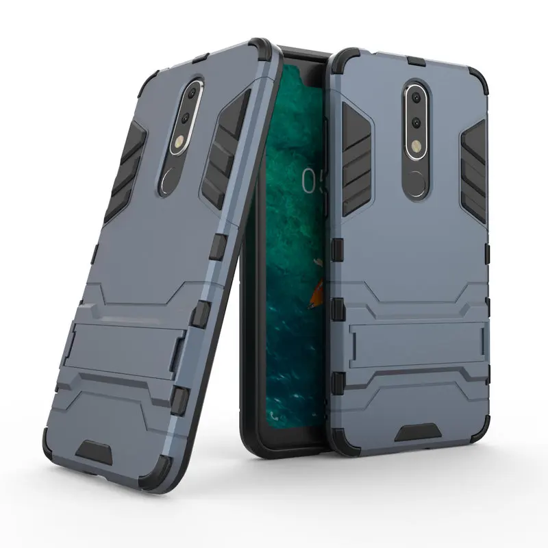 

Armor Shockproof Case For Nokia 5.1 Plus 3D Shield PC+Silicone Phone Case Cover For Nokia X5 Case Fundas Coque
