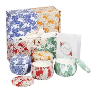 

4pcs/set Tin Can Aromatherapy Scented Candles Soy Wax Natural Smokeless Candlestick For Wedding Birthday Party Home Decoration