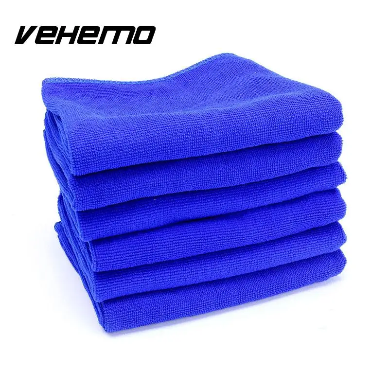 

5pcs Large Microfibre Cleaning Car Detailing Soft Cloths Wash Polish Towel Blue^