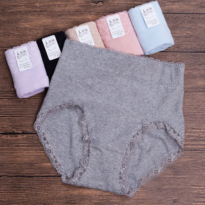 

Free Shipping Pure cotton underwear sexy female lace shape carry buttock after crack briefs Size L XL XXL XXXL #7297