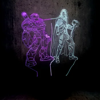 

Mix Dual Color Lamp 3D LED Night Light Iron man Thor kids gift Teenager bedroom desk decor movie fans lava lighting for boys