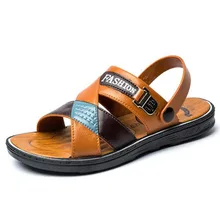 Г. Мужские летние сандалии удобные повседневные сандалии из натуральной кожи без застежки Модные мужские шлепанцы Zapatillas hombre, Размер 40-45