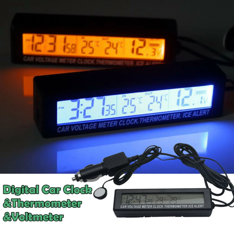 

Clock Voltage 3-In-1 LED Car Electronic Clock Two-color Luminous Temperature