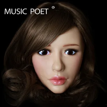 

MUSIC POET Silicone mask Realistic female skin face Halloween Dance Masquerade Headwear for Crossdresser party Drag Queen