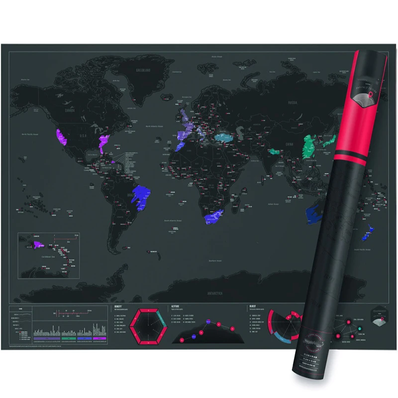 

New Scratch Map City Edition TF Travel Records Travel Footprints Map of the World 59x83 CM Black Coated Map Creative Gifts