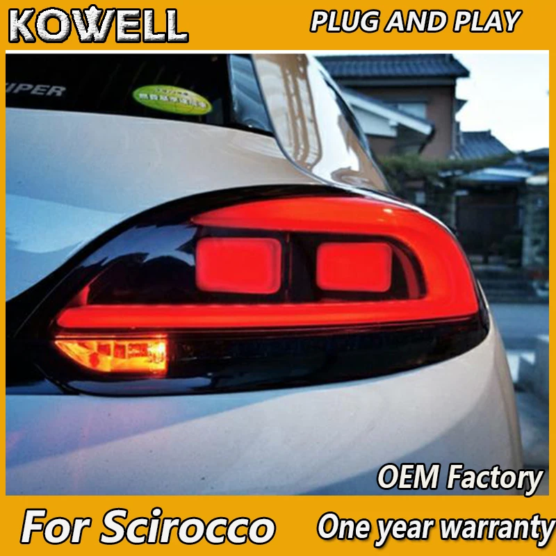 Kowell стайлинга автомобилей для VW Scirocco LED задний фонарь задний багажник крышка лампы DRL+ сигнала+ Тормозная+ обратный