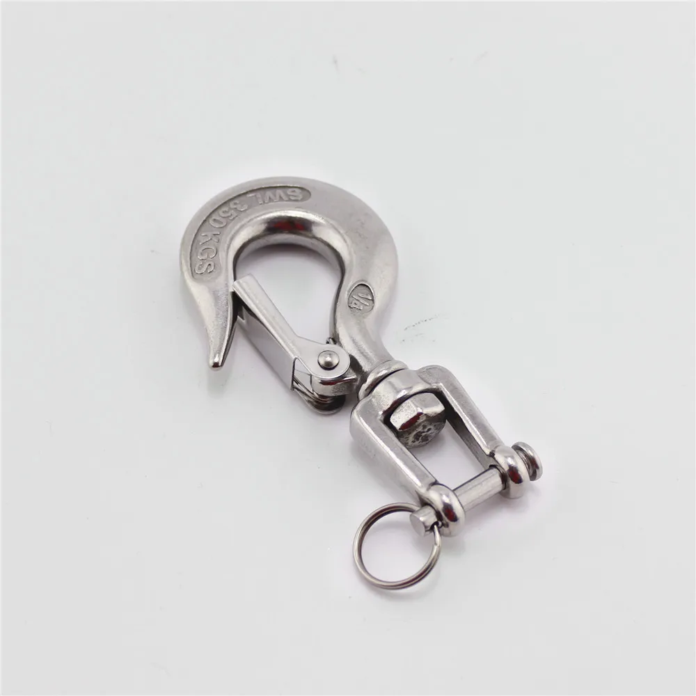 Silver American Style 304 Stainless Steel Swivel Lifting Chain Hook Latch 150KG