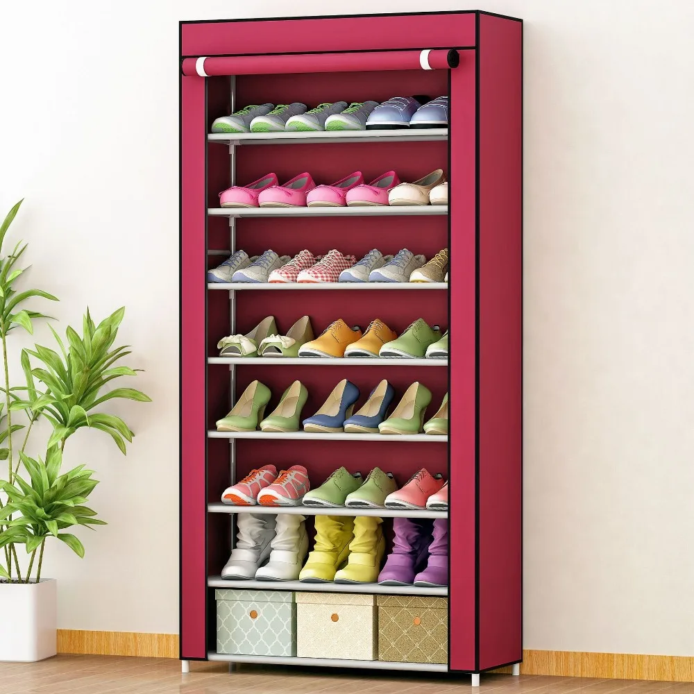 8 ярусов простой шкаф для обуви Нетканая ткань Съемная шкаф для хранения обуви для домашней мебели большое Экономия пространства органайзер для обуви