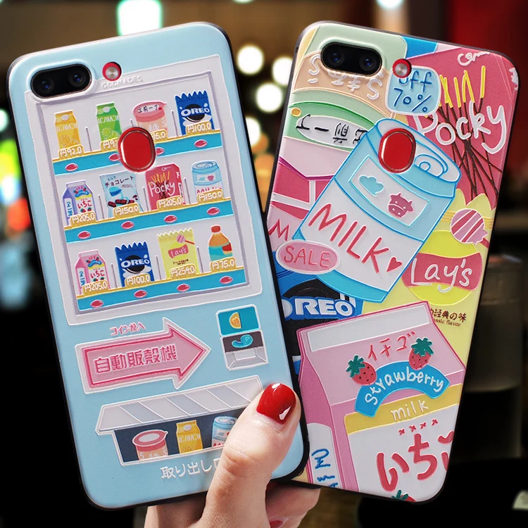 

Japanese cartoon vending machine delicious snack Emboss Case For OPPO R17 case FOR OPPO R15 Dream case