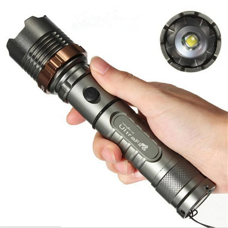 

Aluminum Alloy Bright LED Flashlight Torch Waterproof Cree XML T6 Zoomable AAA Rechargeable Rotary Focusing Lotus Head Attack