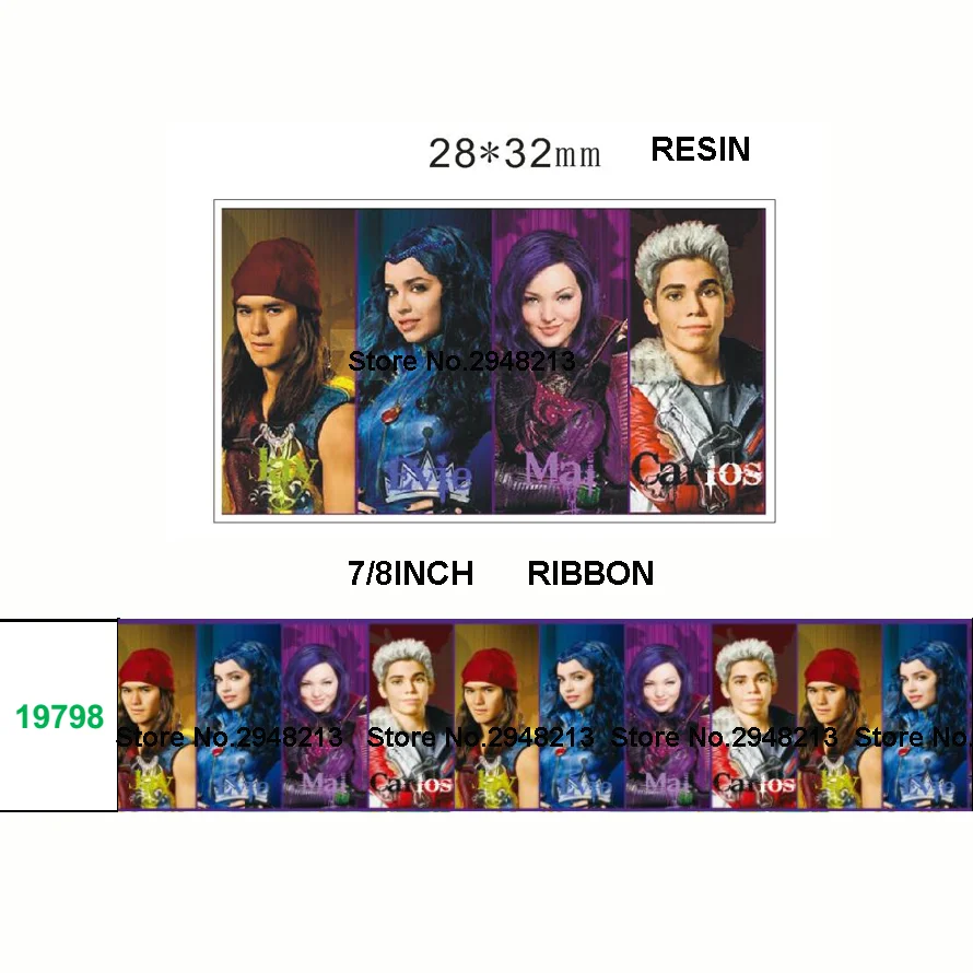 

printed cartoon grosgrain ribbon and resin sets 7/8inch 50yard ribbon and 50pcs resin 1sets REB326