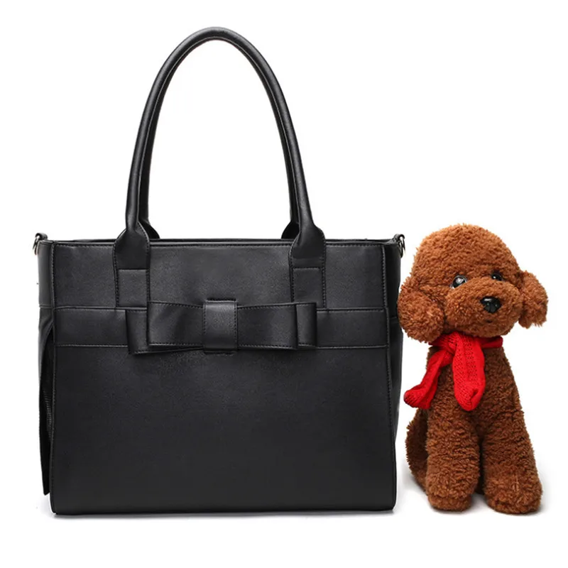 Переноска для домашних животных, для маленьких собак, кошек, модная милая сумка с черным бантом, переносная дышащая сумка для собак, роскошная сумка, 6 кг - Цвет: black