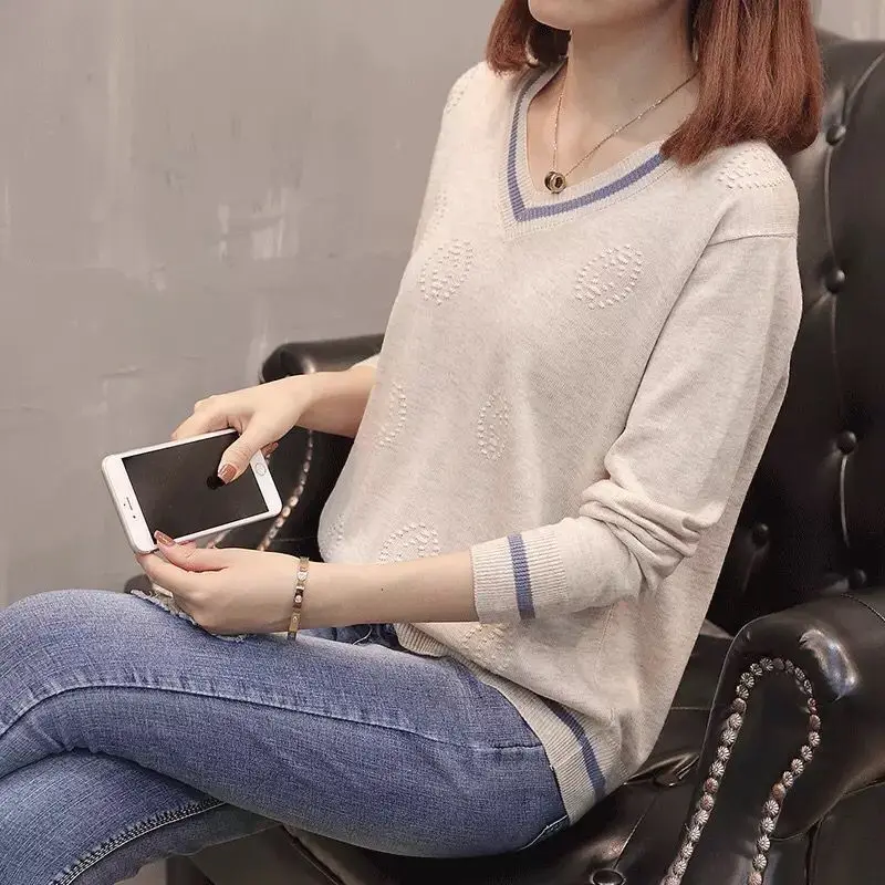 

Fanco woman Autumn Winter Women Pullovers Sweater Knitted Casual Jumper Fashion Slim V-Neck Female Sweaters