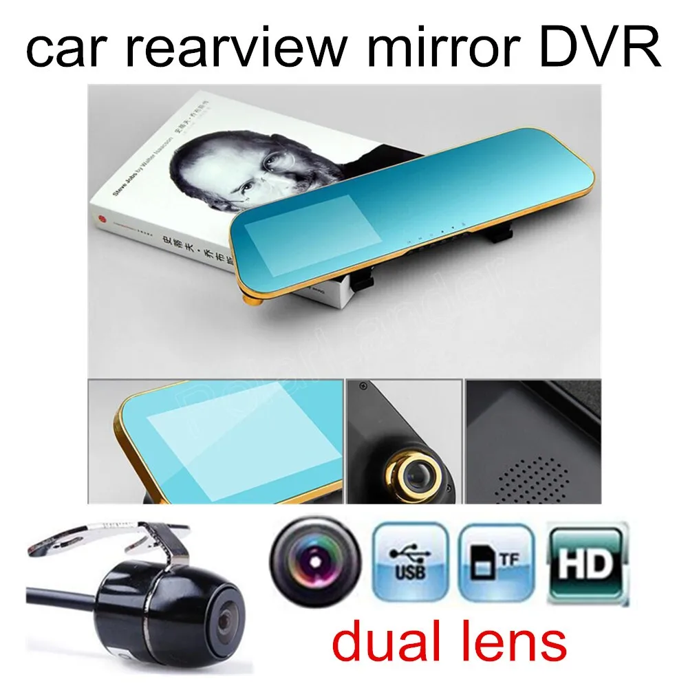 

best selling Full HD Car DVR Camera 4.3 Inch Rearview Mirror Digital Video Recorder Dual Lens Registrar Camcorder