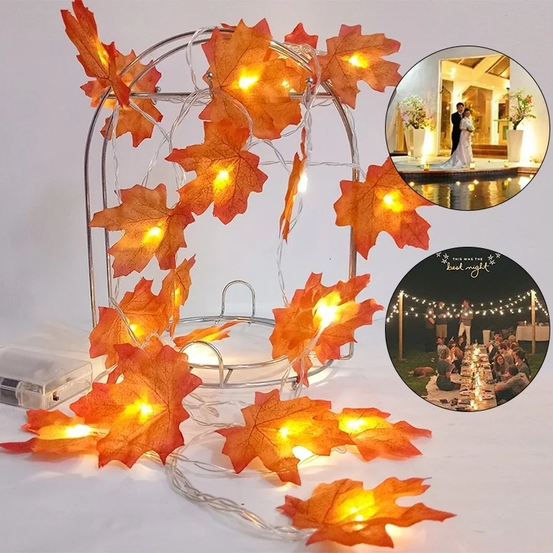 

10/20 Leds Handmade Maple Leaf LED String Lights Battery Holiday Light String Wedding Event Leaf Decoration