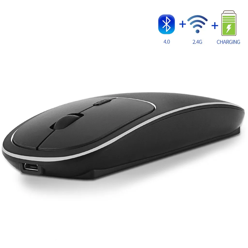 HIPERDEAL компьютерная периферийная игровая мышь перезаряжаемая 2,4 ГГц Беспроводная мышь металлическая Бесшумная Двухрежимная оптическая мышь