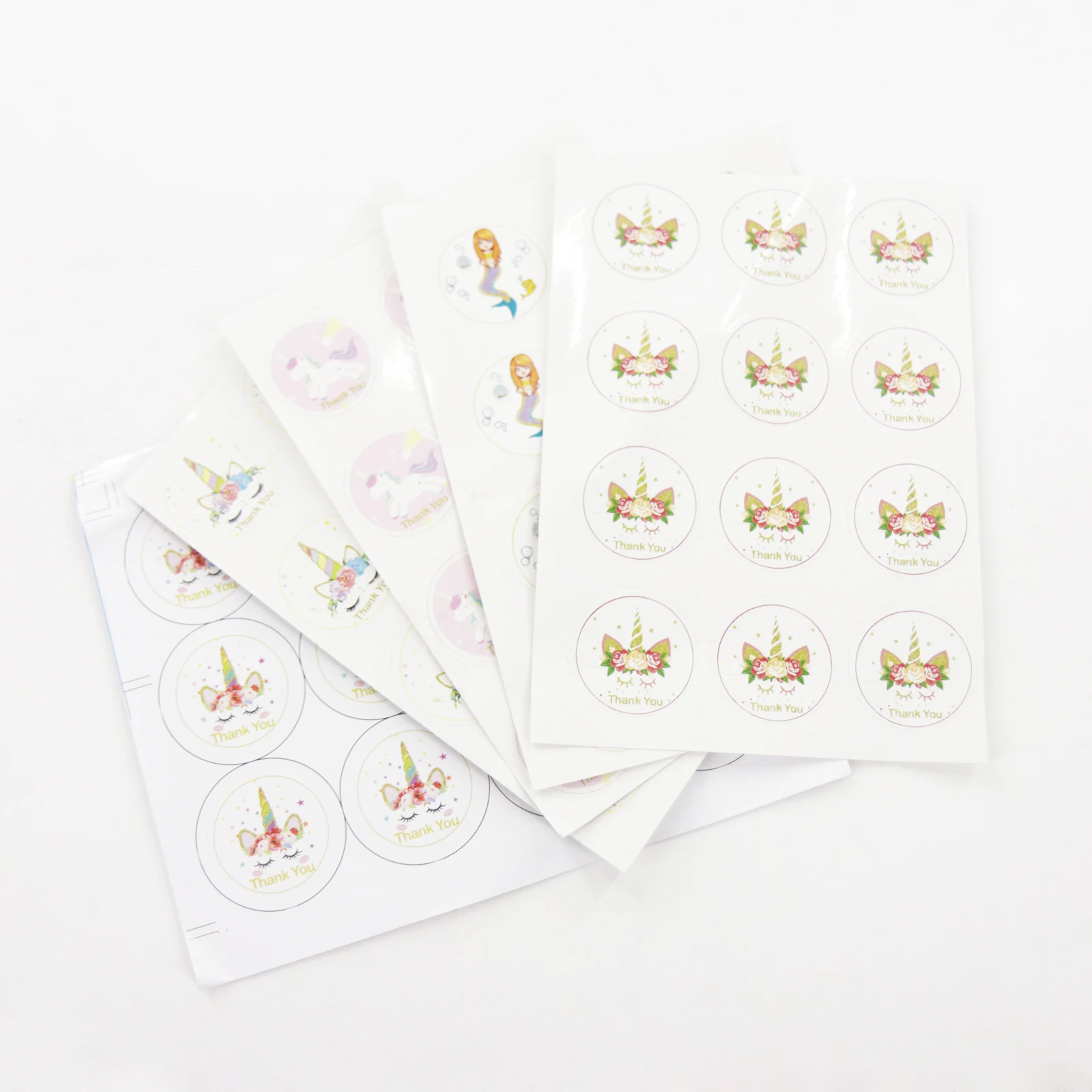 12pcs/lot Unicorn Mermaid Seal Sticker Label Chocolate Cupcake Gift Box Food Bag Water Bottle Party Decor DIY Gifts Sticker