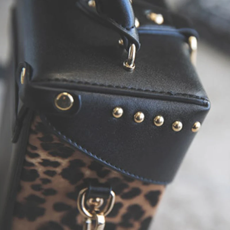 Fashion Women Leopard Rivet Handbag INS Popular Hot Female Exquisite Shoulder Bags Mini Box Ladies Travel Handle Bolsa SS3484 (4)