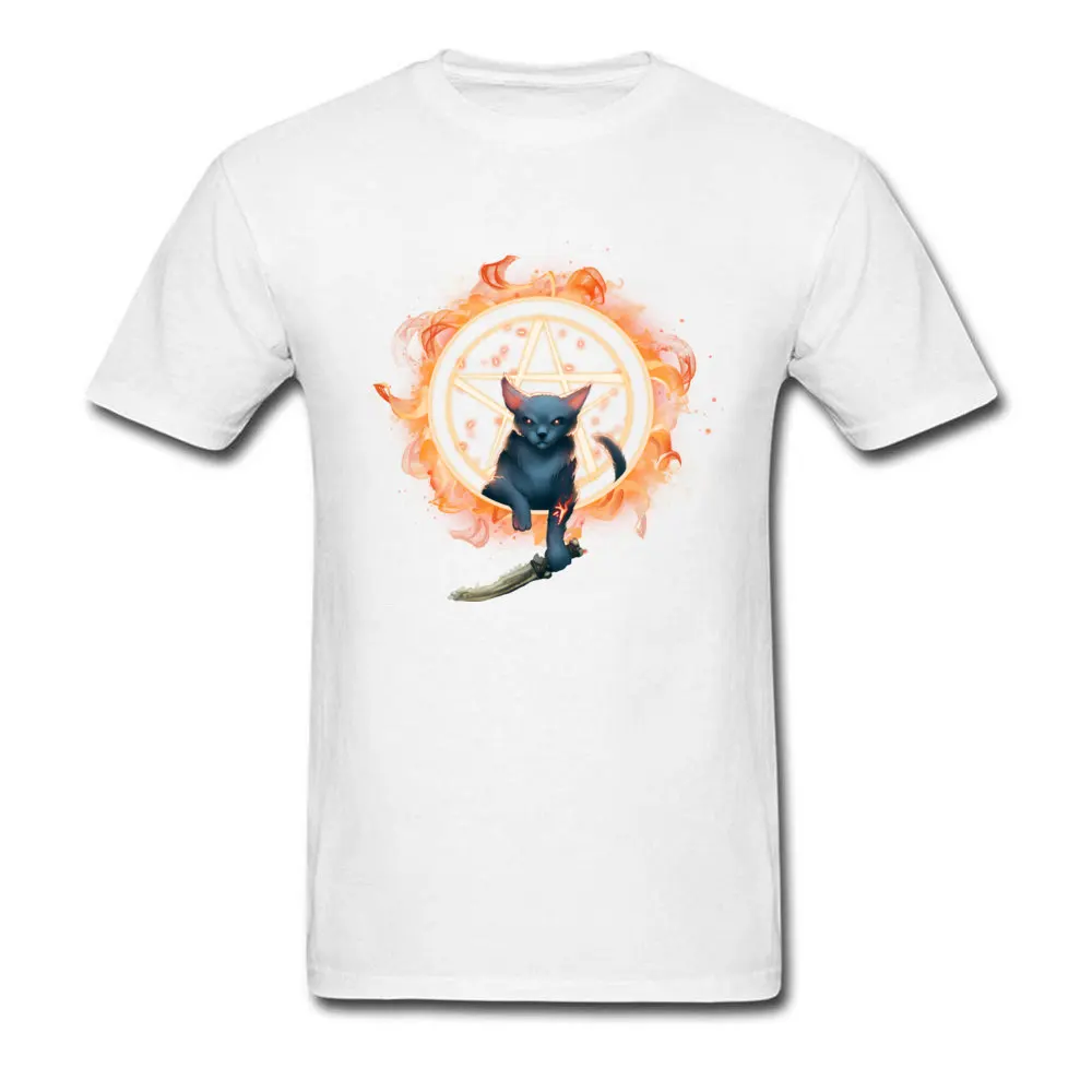 2018 Supernatural KittyCat Cain Geek Short Sleeve T Shirt Summer Round Collar 100% Cotton Tops Shirt for Men Tees Customized Supernatural KittyCat Cain white