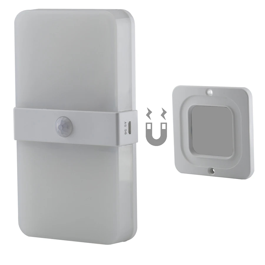 USB перезаряжаемые теплый белый + двойной цвет пир Активированный датчик движения настенный светильник ночник для шкафа для коридора и
