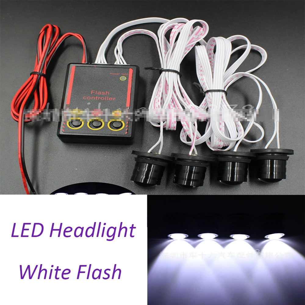 4 LEDs Car Truck Strobe Emergency Warning Eagle Eye Light Headlight White High Power Car Light