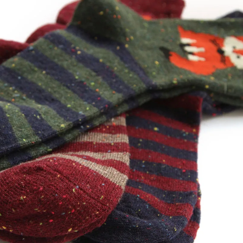 Fashion Women Animal Cartoon Wool Blend Socks Fox Wolf Warm Lovely Casual Sock