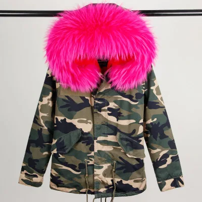 Furlove зимняя куртка, женская обувь большой енота меха с капюшоном пальто парки верхняя одежда Съемная подкладка модный бренд DHL - Цвет: color 2