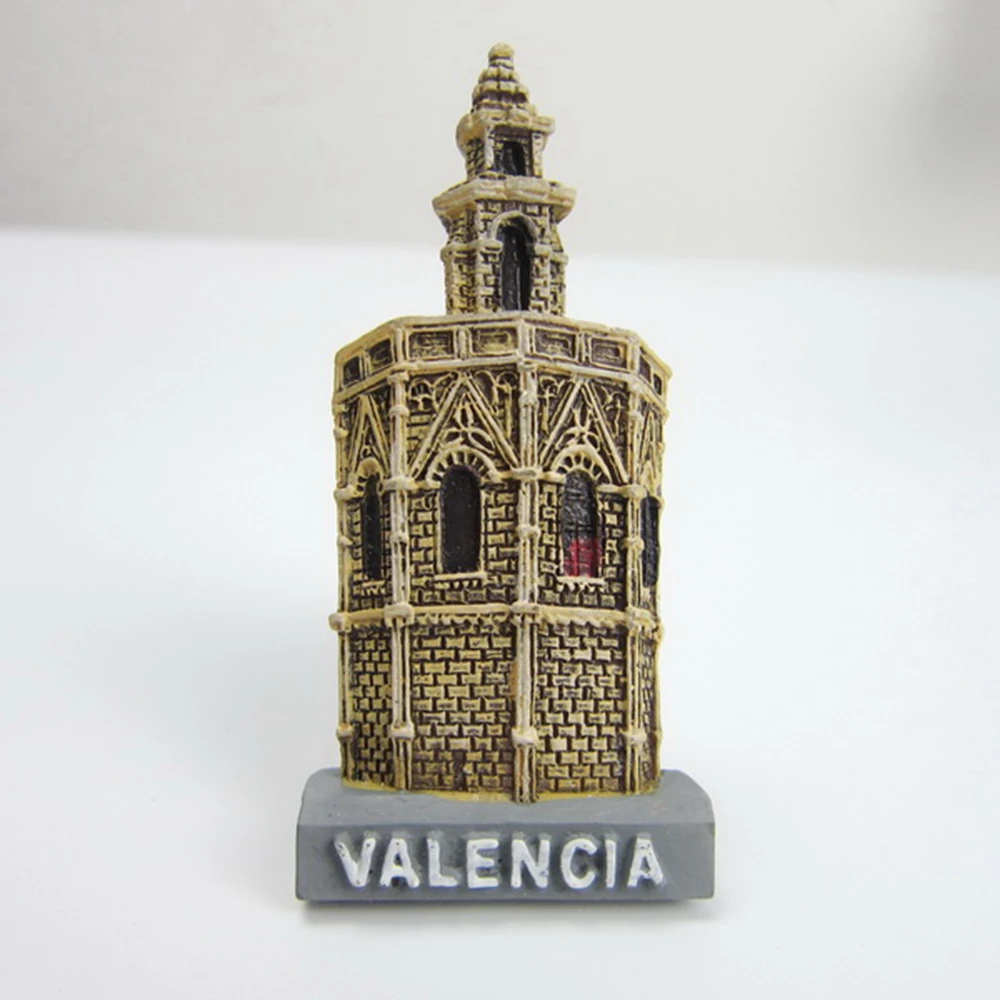 

Spain Tourism Souvenir Fridge Magnets 3D Resin Valencia Cathedral Refrigerator Magnetic Message Stickers Home Decor Decoration
