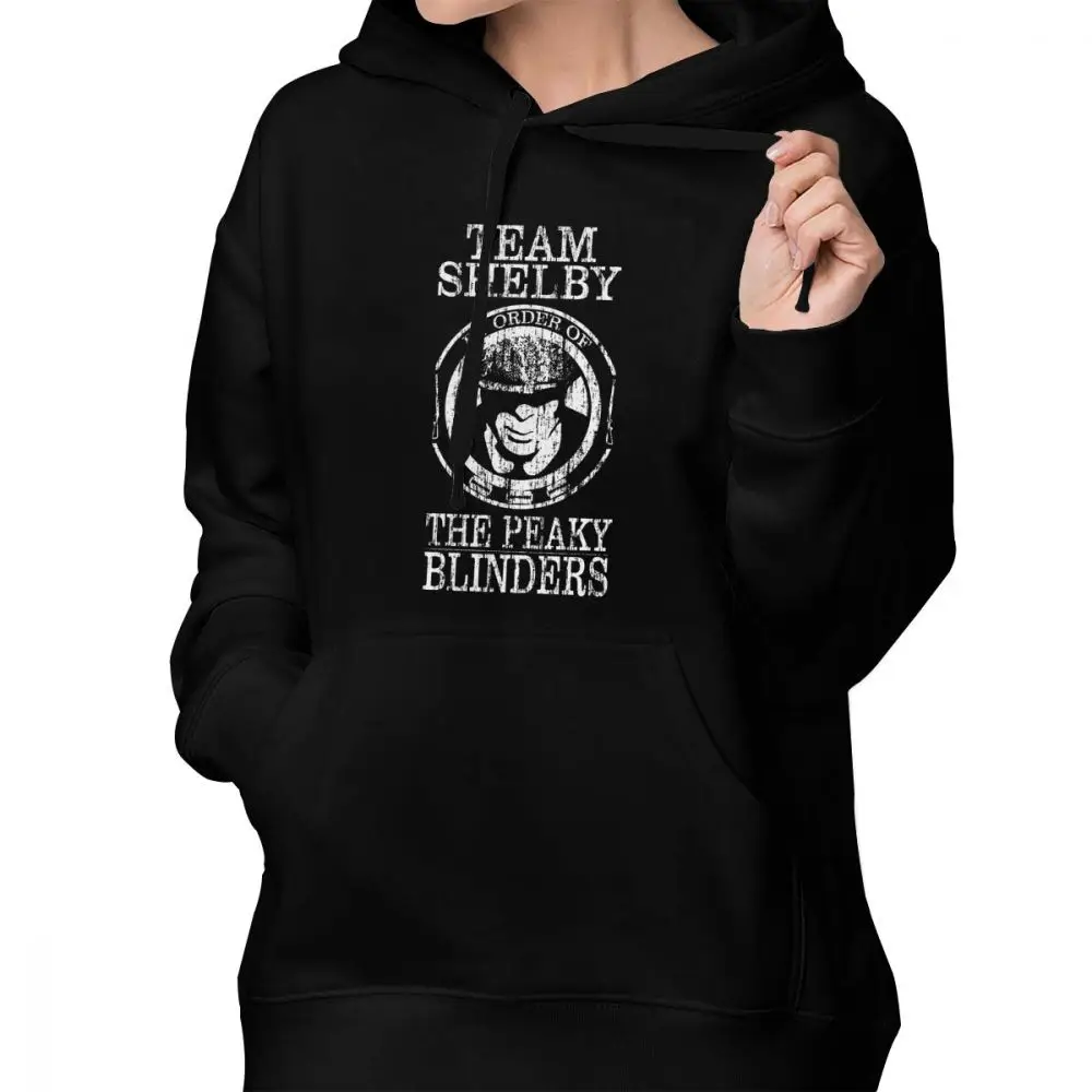 Peaky Blinders худи командные толстовки Большие размеры серые толстовки Женская милая уличная одежда Графический хлопковый пуловер с капюшоном с длинным рукавом - Цвет: Черный